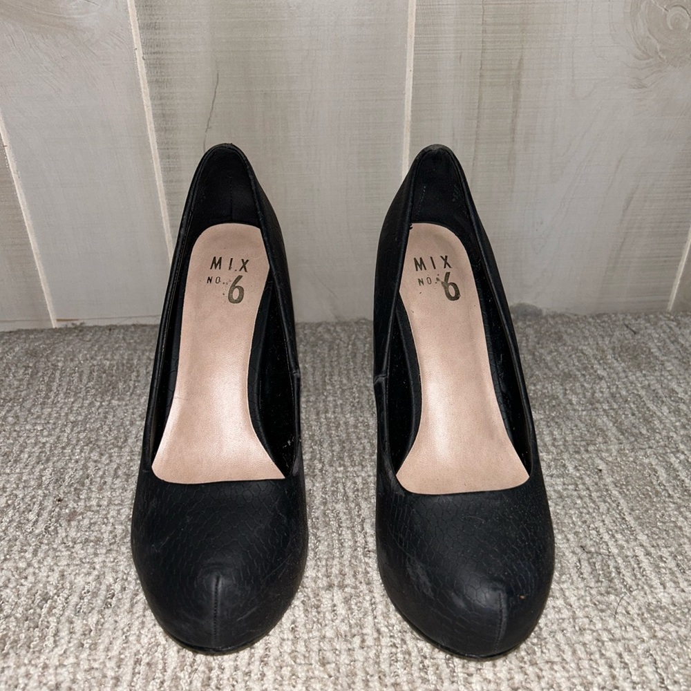 Mix No 6 black patterned heels